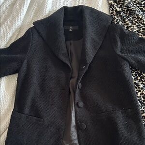 Black Textured Coat with Shawl Collar